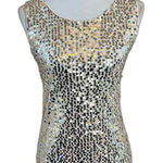 NWT Sequin Tank Top by Daniya Fits Medium Gold Metallic Sequins Sleeveless Party Photo 0