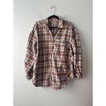 We The Free Free People Happy Hour Oversized Flannel Shirt Tan Blue Size Small Photo 2