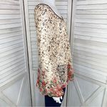 Blu Pepper  Leopard Roses Print Sheer Blouse Small Beige Red Back Cutout Photo 2