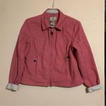 L.L. Bean 100% Cotton Orange Coral Jean Bomber Jacket Zip Up with Pockets size M Size M Photo 0