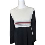 Free People Colorblock Sweater Dress Medium Knit Neutral Black Linen Cotton Photo 7