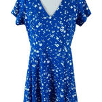 Draper James  Blue White Floral‎ Fit And Flare Dress L Southern Feminine Photo 0