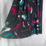 Briggs New York Briggs Black Abstract Print Aline Midi Skirt Side Button Light Pleating Size MD Photo 5