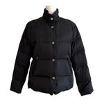 Talbots Puffer Coat Black Reversible Brown Down Puffer Jacket Medium Petite Photo 0