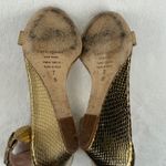 Kate Spade  New York Gold Leather Snake‎ Print D'orsay Pumps Wedge Sandals Sz 7 Photo 8