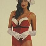 Spree Intimates Bodysuit Santa's Helper Faux Fur Lingerie Costume Red Size M Photo 6