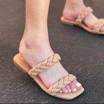 Nude/natural Vegan Leather Braided Straps Sandal Tan Size 6 Photo 3