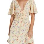 Billabong  Kismet Floral Flutter Sleeve Crepe Minidress In Yellow. Size XSmall. Photo 8
