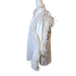 David Koma Ostrich Feather Oversized Denim Jacket Dress Bridal bachelorette White Size 10 Photo 9