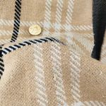 Anne Klein Tan Plaid Coat Soft Trench Open Drape Cardigan Beige Camel Black Neutral Photo 3