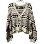 American Eagle  Women’s Multicolored Cropped Cardigan Ski Sweater Size Large Photo 1