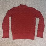 Sundance Frances Ruffle Turtleneck Sweater Scallop Pointelle Knit Rust Orange M Photo 1