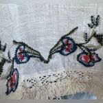 Boho floral Embroidered Cotton Tank Top Fringe Hem Tassel Tie cream Red Photo 6