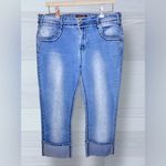 ANGELS Women’s Y2K Embroidered Capri Denim Jeans Blue Size 12 Photo 1