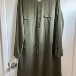 Orvis  Women’s L Army Green Button Down Utility Drawstring Waist Short Dress Photo 0