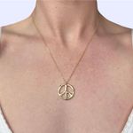 Handmade Gold Plated Peace Sign Pendant Necklace☮️✌️ Photo 0