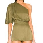 Michael Costello X revolve Green Satin Romper Photo 0