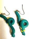 green polymer clay snake earrings Photo 6