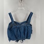 Free People  Palm Desert Blue Denim‎ Top Cropped Button Front Tie size xs Photo 3