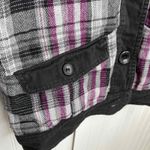 Fox Racing Girls Coat Small Plaid Button Front Faux Fur Lined Hood Pockets Gray Photo 1