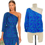 Veronica Beard Veronica Beard Lyric Floral-print One-shoulder Blouse In Blue Floral Size 6 Photo 1