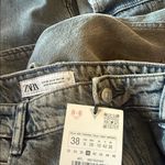 ZARA NWT WOMEN MID-RISE TRF CARGO JEANS Pockets Photo 10