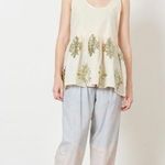 Caron Callahan 100% cotton Kate Tank in muslin with sequin applique NEW Gold Size XS Photo 3