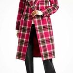 AQUA NWOT Pink & Black Plaid Trench Coat Size Small Photo 0