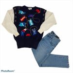 Bonnie Boerer Rare Vintage Nautical Yacht Sweater Size S NEW Blue Photo 2