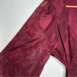 Lulus Desired Aesthetic Wine Red Floral Burnout Long Sleeve Midi Dress Size L Photo 6
