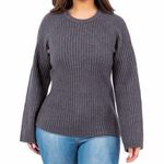 fever Bell Sleeve crewneck sweater nwt Gray Size L Photo 0
