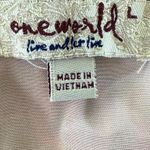 One World Blue Green Yellow Printed Top Women’s Large Boho Colorblock Peasant Photo 10