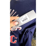 NWT‎ Touch Stadium Women's Medium Cleveland Guardians Navy Elbow Slit T Photo 4