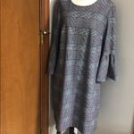 Calvin Klein houndstooth bell sleeve plaid sheath dress Photo 2