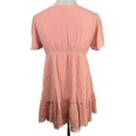 Altar'd State Pink Peach Short Sleeves V-Neck Ruffle Tie Front Dress Size M Photo 3