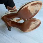 Bottega Veneta Intrecciato Cream Leather T-Strap Sandals Size 38/8 Photo 7