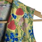 Rachel Antonoff Kitty Strawberry Fruit Print Sleeveless Collared Linen Romper 2 Yellow Photo 7