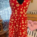 ASOS Women’s Red Floral V-Neck Sleeveless Dress 90’s Daisy Print Sundress Retro Photo 0