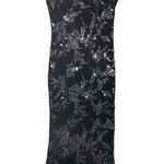 Eliza J  Navy Blue & Silver Sequin Floral Velvet Sleeveless Gown Women Sz 6 Photo 0