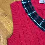 Jos. A. Bank  Red Sweater Vest with Plaid V-Neck Photo 7