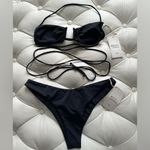 Away That Day Swimwear Barbados Top & Fiji Bottoms, Black Bikini Set Size Small Photo 1
