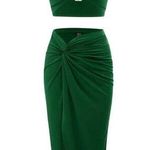 SheIn Tie Back Halter Top & Twist Front Skirt in Green, Size S​ Photo 0