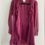 Everly Maroon Long Sleeve Ruffle Wrap Dress Size Small Photo 6