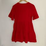 Flounce Sleeve Ruffle‎ Hem Smock Dress Red Size M Photo 2