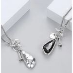 Silver 36" Long Faced Cristal Sweater
Necklace Black Photo 14