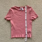 H&M NEW Ribbed Crop Top T-Shirt Pink Salmon Baby Tee Size Small S Bodycon NWOT Photo 4