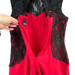 Melrose Cocktail Dress Womens 14 Red Black Sheer Contrast Lace Holiday Romantic Photo 3