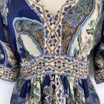 ECI Vintage Y2K New York Babydoll Top Womens 6 Blue Silk Tie Waist Photo 3