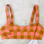 l*space L* Seaesta Seaside Gingham Jess Bikini Top Pink Orange Plaid Size XS New Photo 0