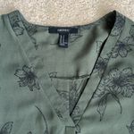 Forever 21  Dark Green Floral Long Sleeve Blouse Mini Dress in Women’s Medium Photo 2